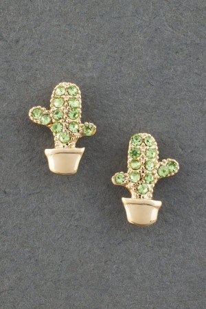 Lucky Brand 14k Gold Plated Cactus Stud Women's Earrings Gold | South Africa-DHZ403529