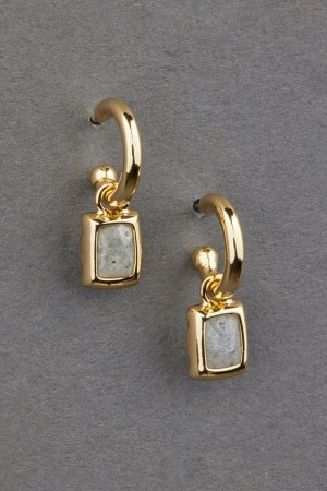 Lucky Brand 14k Gold Plated Labradorite Women's Earrings Gold | South Africa-REZ650498