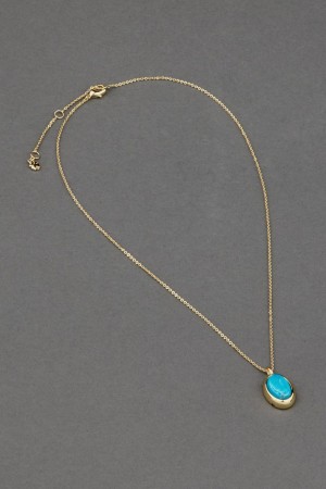 Lucky Brand 14k Gold Plated Turquoise Women's Pendants Gold | South Africa-JHN219687