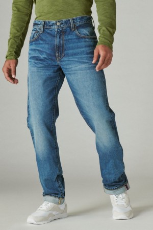 Lucky Brand 410 Athletic Straight Made In The Usa Selvedge Men's Jeans Blue | South Africa-IAW805347