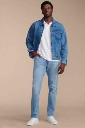 Lucky Brand 412 Athletic Slim Premium Coolmax Stretch Men's Jeans Light Blue | South Africa-QOB437901