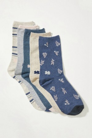 Lucky Brand 5pack Pack Ditsy And Plaid Print Crew Women's Socks Blue / Turquoise | South Africa-VKS651940