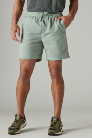 Lucky Brand 7 pull Up Linen Men's Shorts Green | South Africa-FOM582937