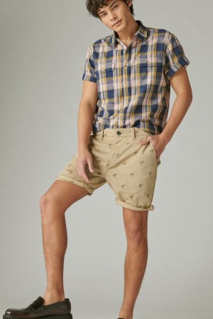 Lucky Brand 9 Stretch Twill Flat Front Men's Shorts Khaki | South Africa-SJQ305276