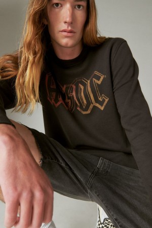 Lucky Brand Ac/Dc Oversized Crew Men's Pullover Black | South Africa-ZND064875