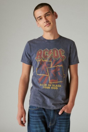 Lucky Brand Acdc Bolt Men's T-Shirts Blue | South Africa-OXN710865