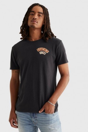 Lucky Brand Aces Over Eights Men's T-Shirts Black | South Africa-JPF102469