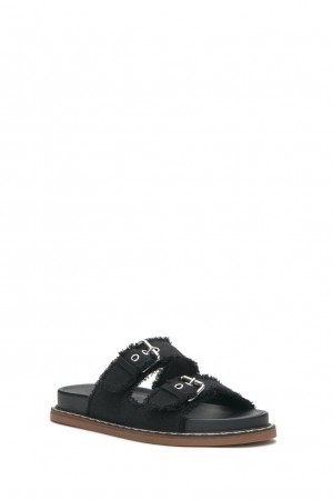 Lucky Brand Alffie Denim Women's Slide Black | South Africa-FXZ936180