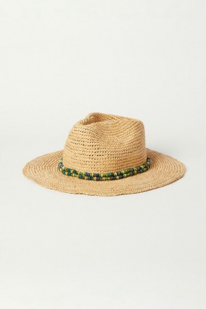 Lucky Brand Beaded Band Woven Cowboy Women's Hat Light Brown | South Africa-GEL734950