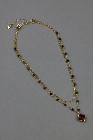 Lucky Brand Beaded Chain Layer Women's Necklace Gold | South Africa-NKF695487