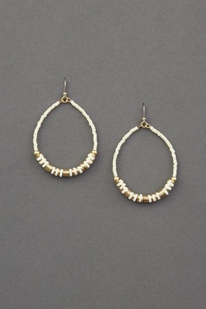 Lucky Brand Beaded Hoop Women's Earrings Gold | South Africa-DFJ217064