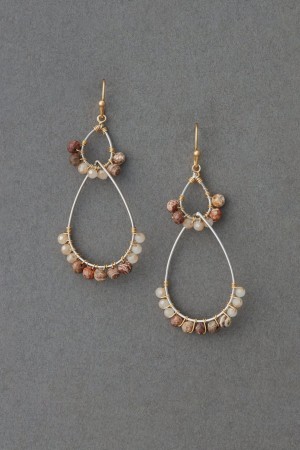 Lucky Brand Beaded Movement Drop Women's Earrings Gold | South Africa-IFC920857