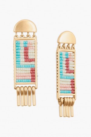 Lucky Brand Beaded Statement Women's Earrings Gold | South Africa-MXF279861