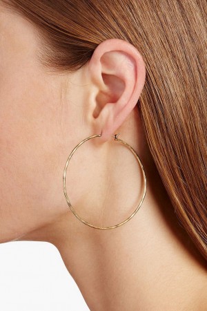 Lucky Brand Big Hammered Hoop Women's Earrings Gold | South Africa-ZNF305896