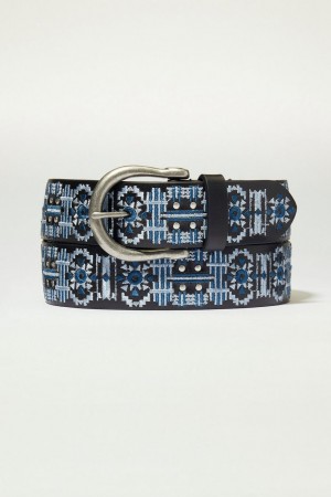 Lucky Brand Blue Geo Embroidery Women's Belts Multicolor | South Africa-ZDG351246