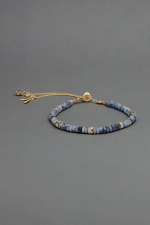 Lucky Brand Blue Stone Beaded Women's Bracelet Gold | South Africa-SAO725196