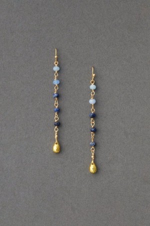 Lucky Brand Blue Stone Linear Drop Women's Earrings Gold | South Africa-ZBY792481