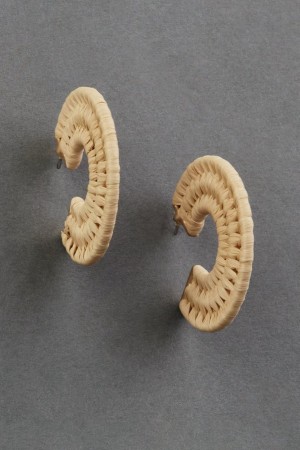 Lucky Brand Brown Raffia Hoop Women's Earrings Gold | South Africa-ERT435967