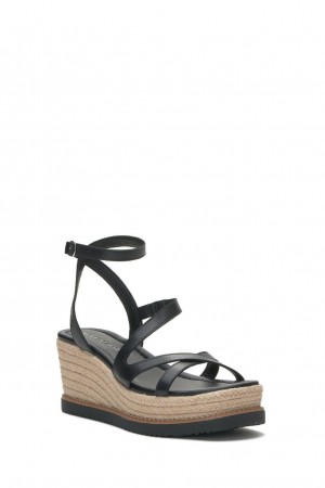 Lucky Brand Carolie Espadrille Women's Wedge Sandals Black | South Africa-NTA086945