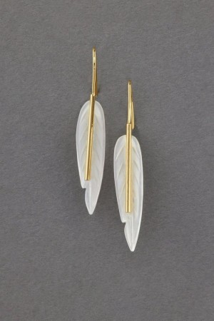 Lucky Brand Carved Shell Feather Women's Earrings Gold | South Africa-SLT021569