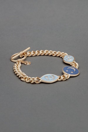 Lucky Brand Celestial Enamel Link Toggle Women's Bracelet Silver | South Africa-ZFU568314