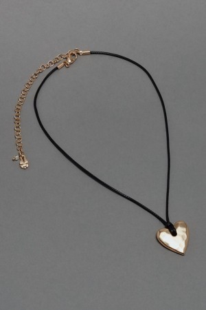 Lucky Brand Chord Heart Choker Women's Necklace Gold | South Africa-IED268907