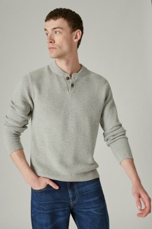 Lucky Brand Cloud Soft Henley Men's Sweater Light Grey | South Africa-HRJ015432