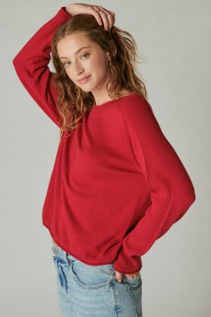 Lucky Brand Cloud Soft Women's Pullover Red | South Africa-ULM863190