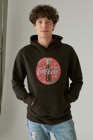 Lucky Brand Coca Cola Bottle Men's Hoodie Black | South Africa-MSW018463