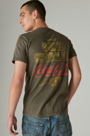 Lucky Brand Coke Ice Cold Men's T-Shirts Olive | South Africa-RCX176453