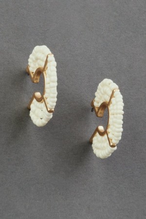 Lucky Brand Cream Beaded Hoop Women's Earrings Gold | South Africa-BLQ913065