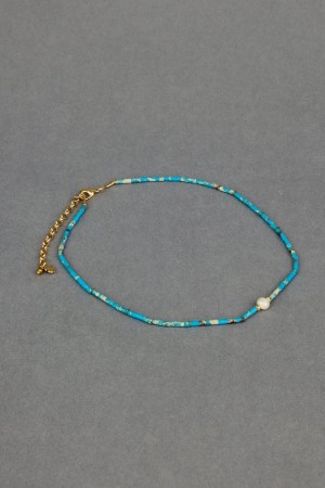 Lucky Brand Delicate Turquoise Collar Women's Necklace Gold | South Africa-WZT361950