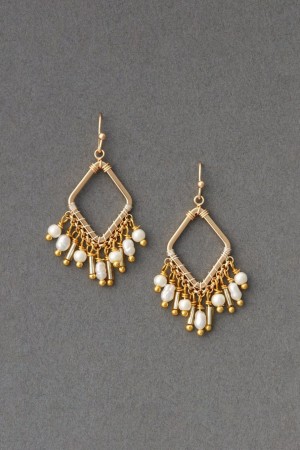 Lucky Brand Diamond Pearl Drop Women's Earrings Gold | South Africa-FGU587349