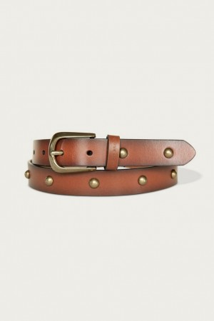 Lucky Brand Dome Studded Leather Women's Belts Brown | South Africa-KUL721538