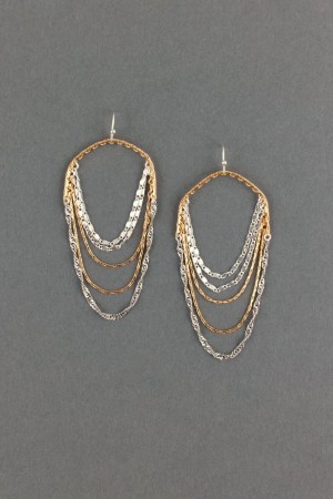 Lucky Brand Drama Two Tone Chain Women's Earrings Gold / Silver | South Africa-TGH823915