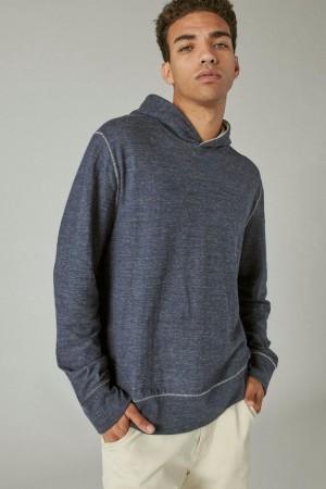 Lucky Brand Duofold Men's Hoodie Navy | South Africa-GET438752