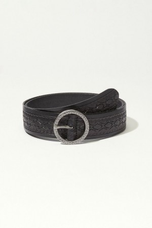 Lucky Brand Embossed Pattern Women's Belts Black | South Africa-VDA251670