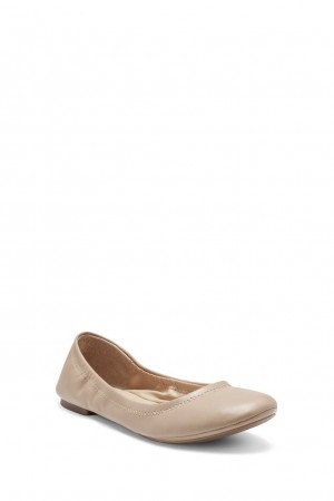 Lucky Brand Emmie Ballet Leather Women's Flats Beige | South Africa-VMQ615743