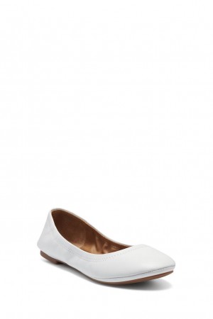 Lucky Brand Emmie Ballet Leather Women's Flats White / Beige | South Africa-RHI762031