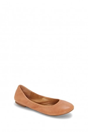 Lucky Brand Emmie Ballet Leather Women's Flats Brown | South Africa-KCQ071485