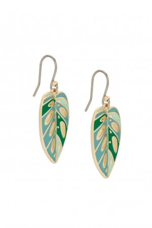 Lucky Brand Enamel Monstera Drop Women's Earrings Gold | South Africa-GOM952367