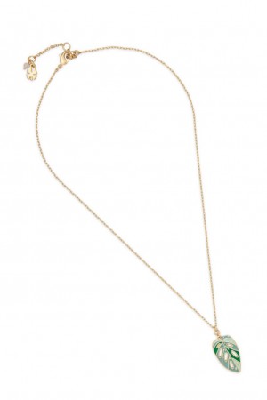 Lucky Brand Enamel Monstera Pendant Women's Necklace Gold | South Africa-TEO753194