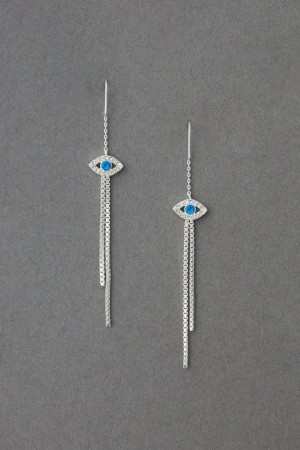 Lucky Brand Evil Eye Threader Women's Earrings Silver | South Africa-XDJ609857