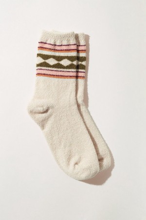 Lucky Brand Fair Isle Fuzzy Women's Socks Cream Multicolor | South Africa-YCM945013