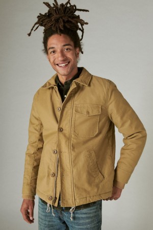 Lucky Brand Faux Shearling Lined Barn Men's Jacket Khaki | South Africa-WJN439780