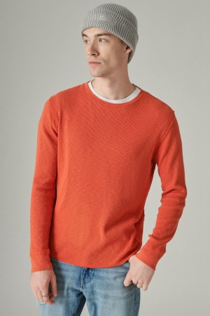 Lucky Brand Garment Dye Thermal Crew Men's Shirts Orange | South Africa-BCU472635