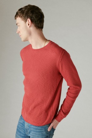 Lucky Brand Garment Dye Thermal Crew Men's Shirts Red | South Africa-IYM537186