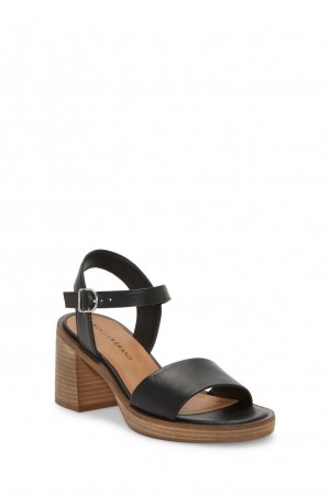 Lucky Brand Garna Block Heel Women's Sandals Black | South Africa-XJF056381