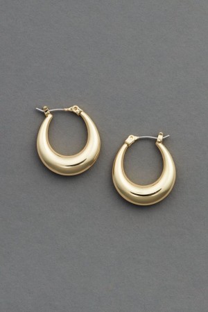 Lucky Brand Gold Tone Oval Hoop Women's Earrings Gold | South Africa-LTD703614