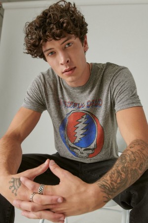 Lucky Brand Grateful Dead Icon Men's T-Shirts Grey | South Africa-OMJ549072